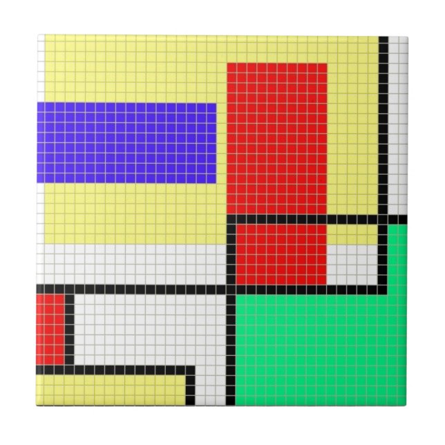 Geometriskt färgrikt PIXELmönster Kakelplatta (Framsidan)