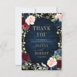 Geometriskt foto för Blommigt i Burgundy Navy Tack Kort