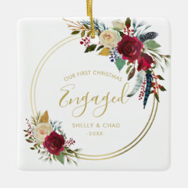 Geometriskt foto från guld - vår första julfest julgransprydnad keramik