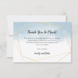 Geometriskt foto med ljusblå vattenfärg Guld Tack Kort