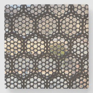Geometriskt gallerfönster, Indien Underlägg Sten