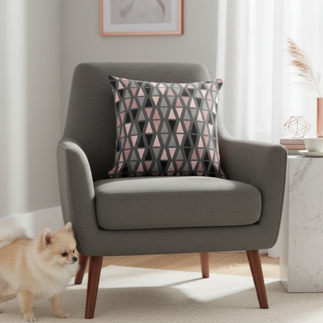 Geometriskt Grått,  och koralt Dekorativ kudde (Modern and chic geometric decorative pillow for your home.)