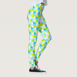 Geometriskt grön och för blåtttrianglar modernt leggings