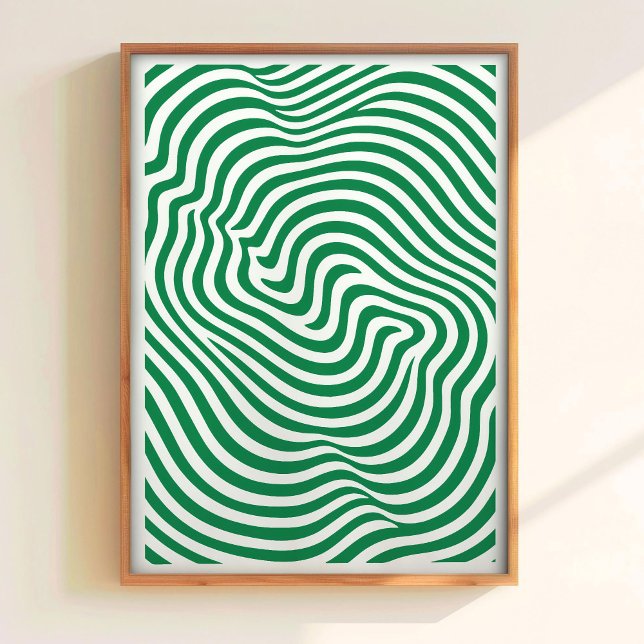 Geometriskt Grönt Tryck Minimalistisk Linje Konst  (Skapare uppladdad)