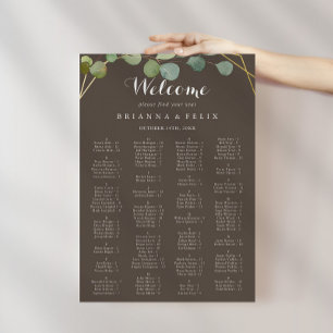 Geometriskt Guld brunt alfabetiskt sittningsschema Poster
