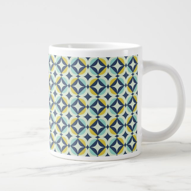 Geometriskt Guld och blått Mönster Jumbo Mugg (Höger)
