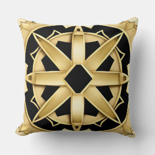 Geometriskt gyllene Art Deco-mönster Kudde