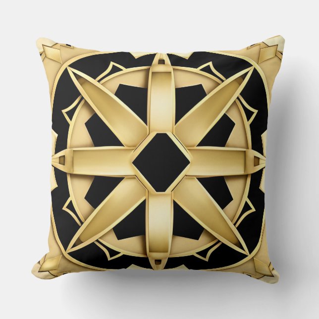 Geometriskt gyllene Art Deco-mönster Kudde (Framsida)