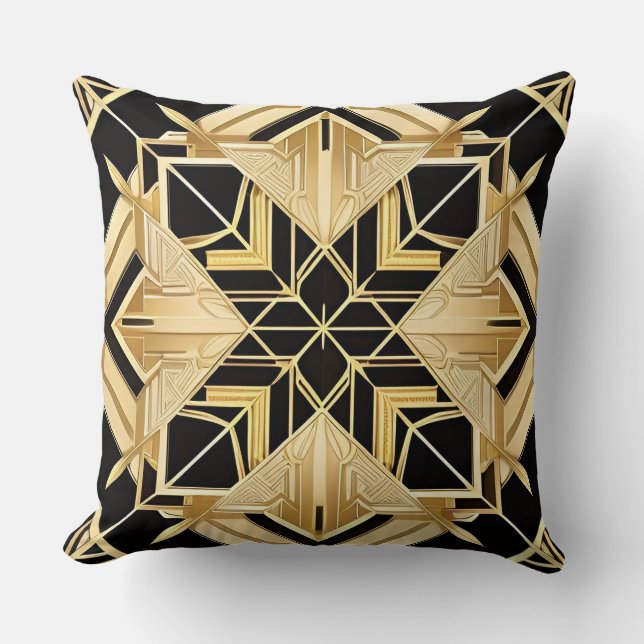 Geometriskt gyllene Art Deco-mönster Kudde (Framsida)