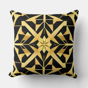 Geometriskt gyllene Art Deco-mönster Kudde