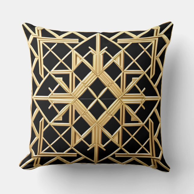 Geometriskt gyllene Art Deco-mönster Kudde (Framsida)