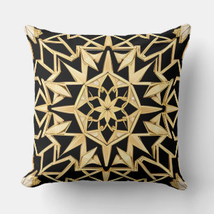 Geometriskt gyllene Art Deco-mönster Kudde