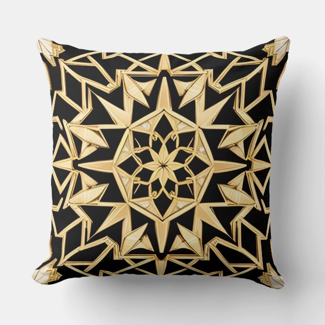 Geometriskt gyllene Art Deco-mönster Kudde (Framsida)
