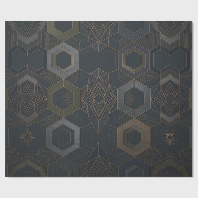 Geometriskt gyllene mönster 2025 presentpapper (Platt)