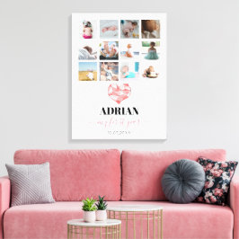 Geometriskt hjärta baby collage för första året canvastryck