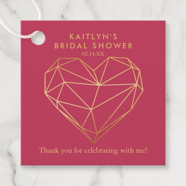 Geometriskt hjärta bröllopsdusch på Alla hjärtans  Gåvor Etiketter (Framsida)
