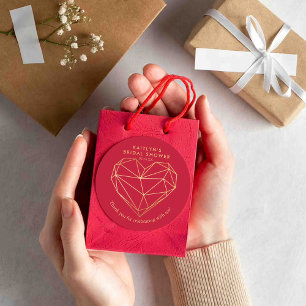 Geometriskt hjärta bröllopsdusch på Alla hjärtans  Runt Klistermärke