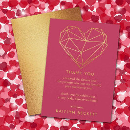 Geometriskt hjärta bröllopsdusch på Alla hjärtans  Tack Kort