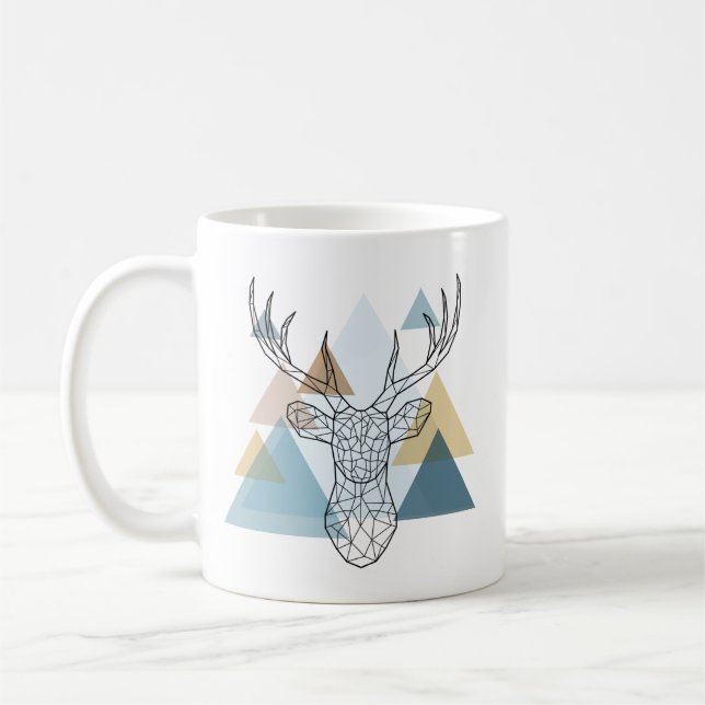 Geometriskt hjortporträtt kaffemugg (Vänster)