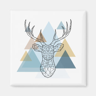 Geometriskt hjortporträtt magnet