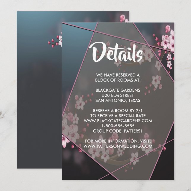 Geometriskt hölje för Blommar av körsbär Inbjudningar (Fram/baksida)