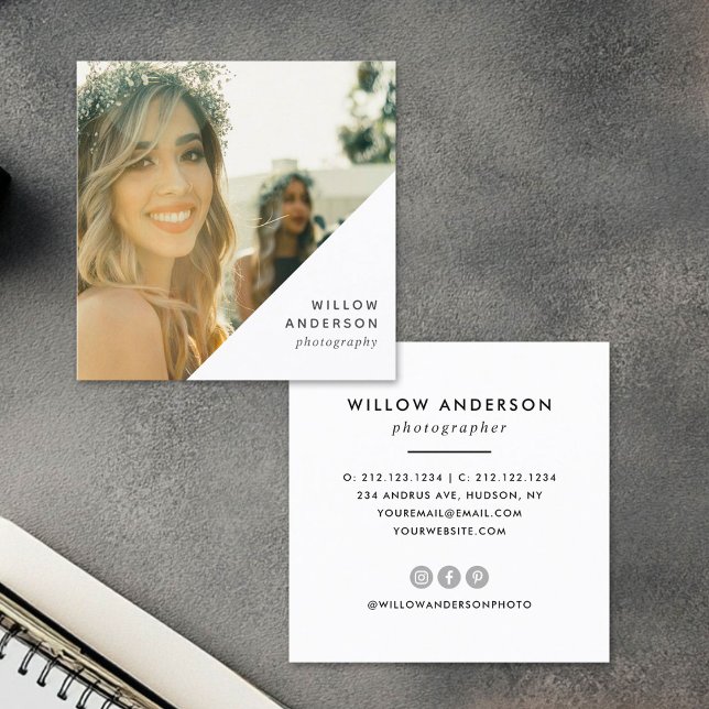 Geometriskt hörn | Modern minimal fotografi Fyrkantigt Visitkort (Skapare uppladdad)