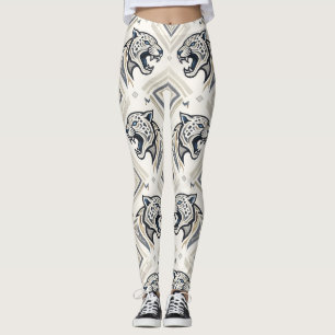 Geometriskt Jaguar-mönster – Tribal Streetwear Leg Leggings