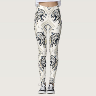 Geometriskt Jaguar-mönster – Tribal Streetwear Leg Leggings