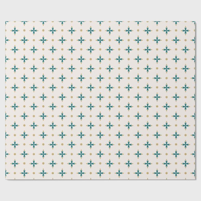 Geometriskt kakel guld och grönt presentpapper (Platt)