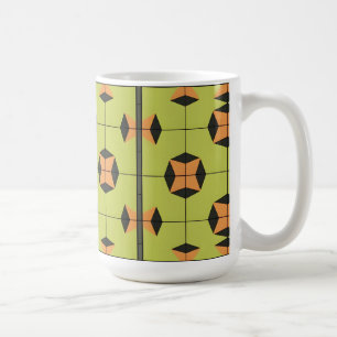 Geometriskt kakelmönster med starka färger kaffemugg