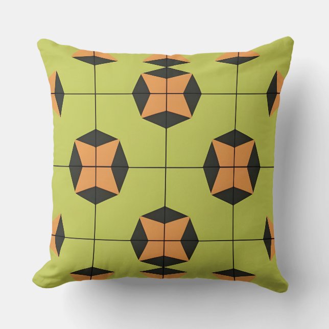 Geometriskt kakelmönster med starka färger kudde (Framsida)