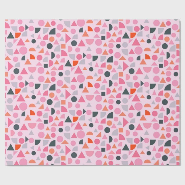 Geometriskt kärleksmönster i kräm, ros, lila presentpapper (Platt)