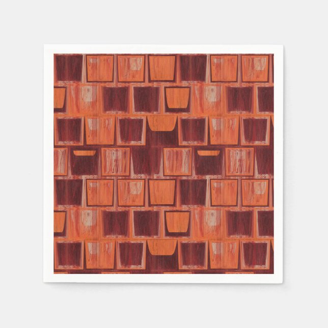Geometriskt keramiskt plattstål för rött och Orang Pappersservett (Framsidan)