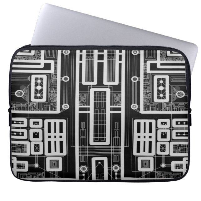 Geometriskt kretskort laptop sleeve (Framsidan)