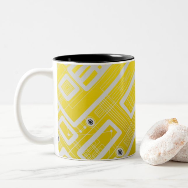 Geometriskt kretskort Två-Tonad mugg (Med munk)