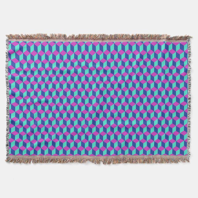 Geometriskt kubmönster filt (Framsidan)