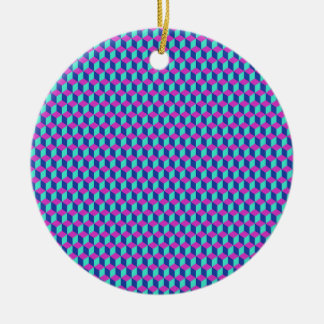 Geometriskt kubmönster julgransprydnad keramik