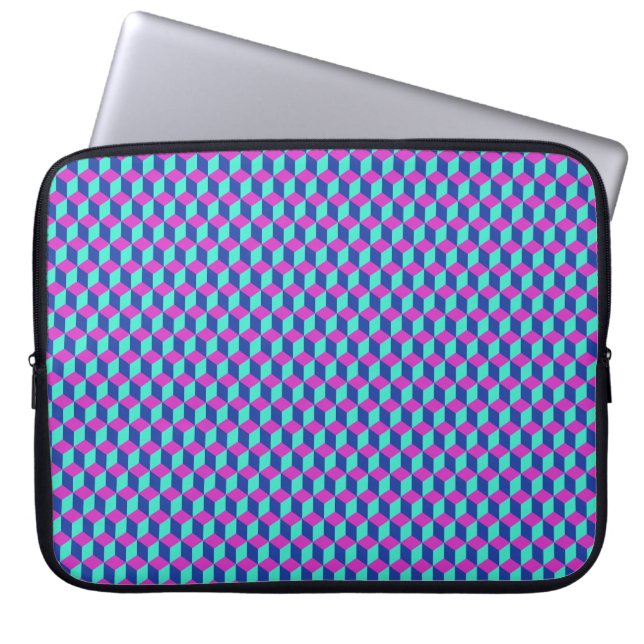 Geometriskt kubmönster laptop fodral (Framsidan)