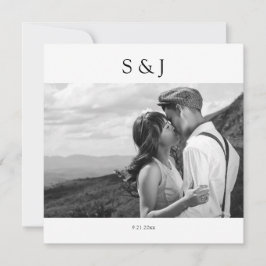 Geometriskt kvadratiskt svart och vitt foto 2 Bröl Inbjudningar