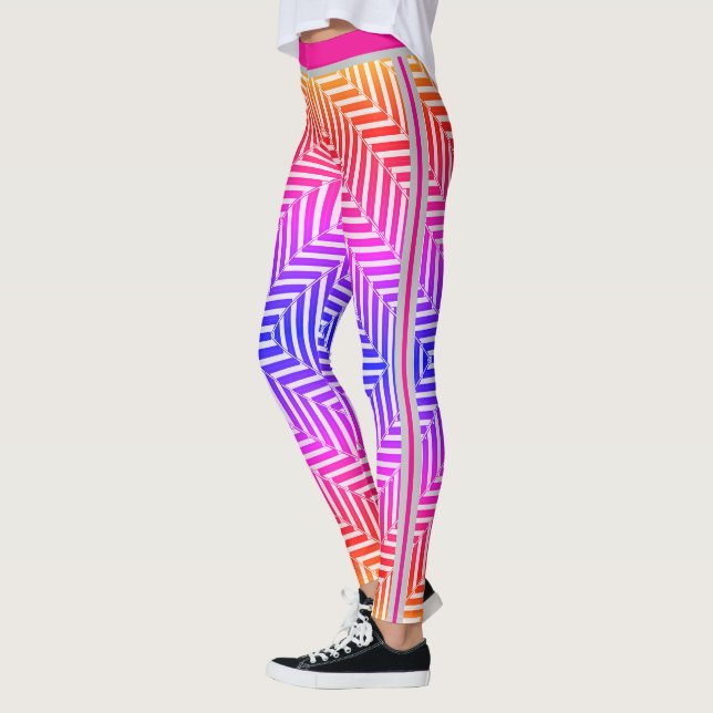 Geometriskt Labyrint Optisk Illusion Mönster Leggings (Vänster)
