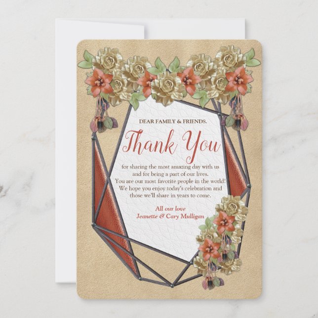 Geometriskt läder och suede Struktur Art Tack Inbjudningar (Framsida)