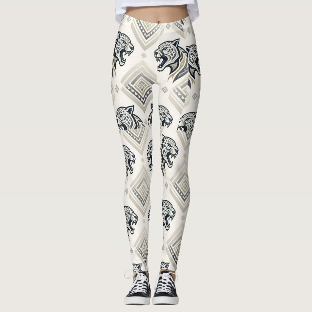 Geometriskt Leopardsömönster Leggings (Framsida)