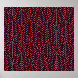 Geometriskt löv sömlöst mönster. Abstraktens textu Poster