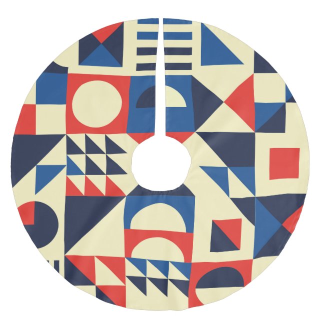Geometriskt medelårhundrade: Funky Retro Mönster. Julgransmatta Borstad Polyester (Framsidan)