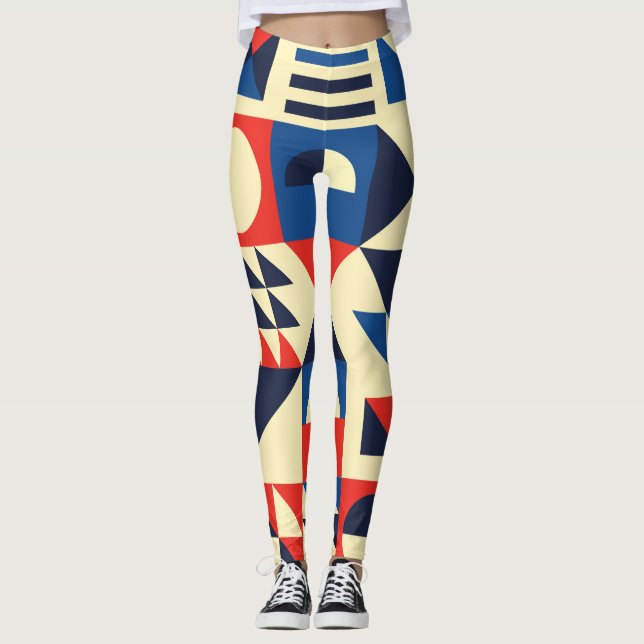 Geometriskt medelårhundrade: Funky Retro Mönster. Leggings (Framsida)