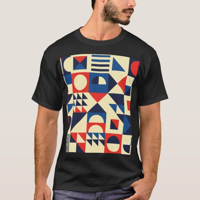Geometriskt medelårhundrade: Funky Retro Mönster. T Shirt (Framsida)