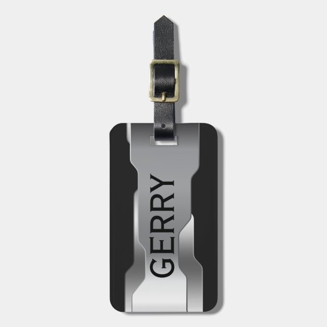 Geometriskt metallstent Silver Stainless Steel-uts Bagagebricka (Vertikal Framsida)