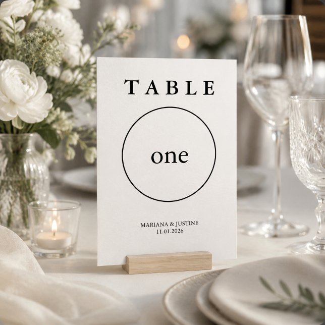 Geometriskt minimalistiskt vinterbröllop bordnumme (Editorial Minimalist Winter Wedding Geometric Table Number)