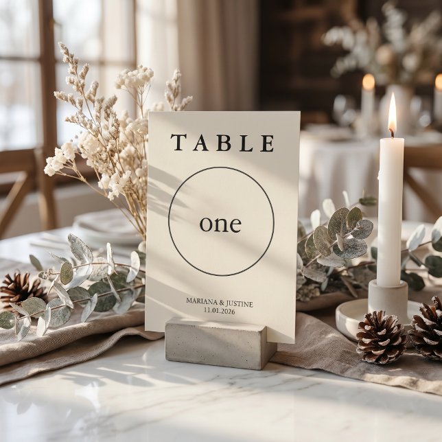 Geometriskt minimalistiskt vinterbröllop bordnumme (Geometric Minimalist Winter Wedding Table Number Card)