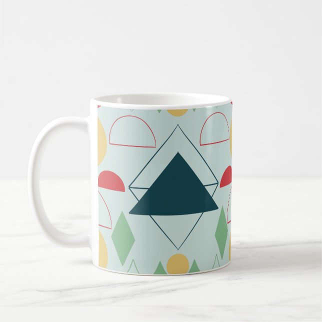 Geometriskt Mint för Mod i mitten av århundradet Kaffemugg (Vänster)
